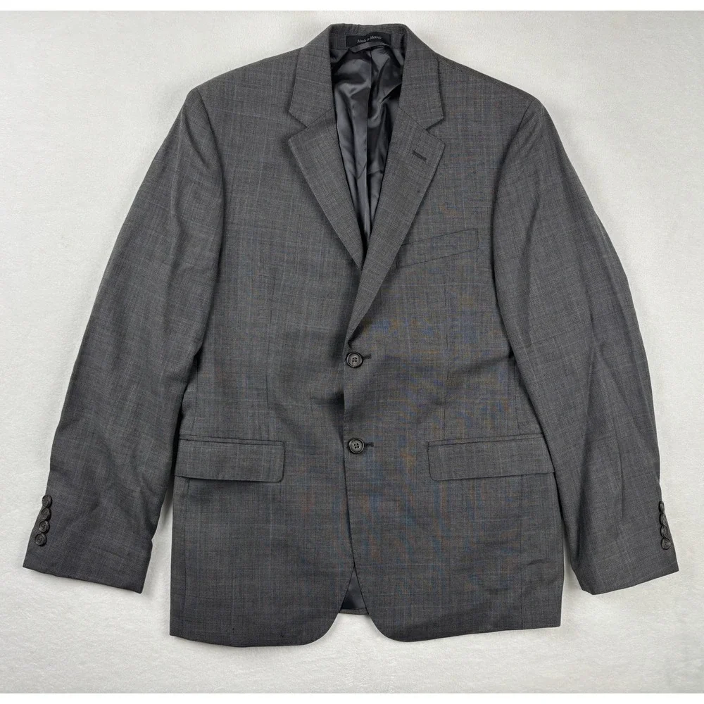 Lauren Ralph Lauren Slim Fit Gray‎ Windowpane Wool Sport Coat Blazer 38S